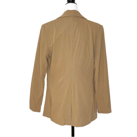 New Danielle Bernstein Tan Notched Lapel Blazer US L - Picture 2 of 7